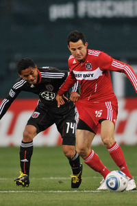 Andy Najar tries to grab a hold of Marco Pappa's mojo