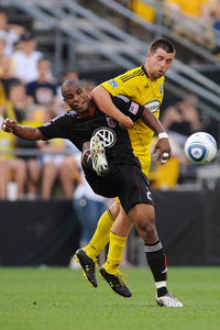 Julius James, before departing with a hamstring injury (Where have United fans heard that before?)